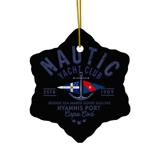 Nautic Yacht Club Emblem Design Ceramic Ornaments