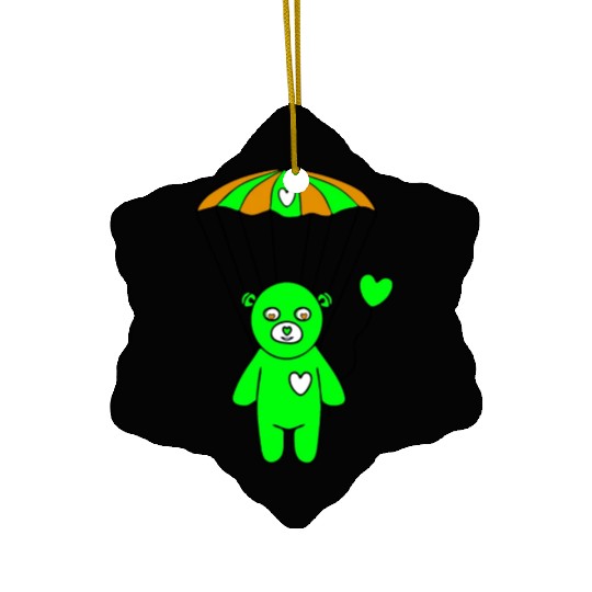 Teddy Bear - The Green Skydiver Ceramic Ornaments