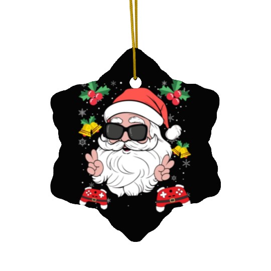 Santa Cool Gamer Video Game X-Mas Gaming Ceramic Ornaments