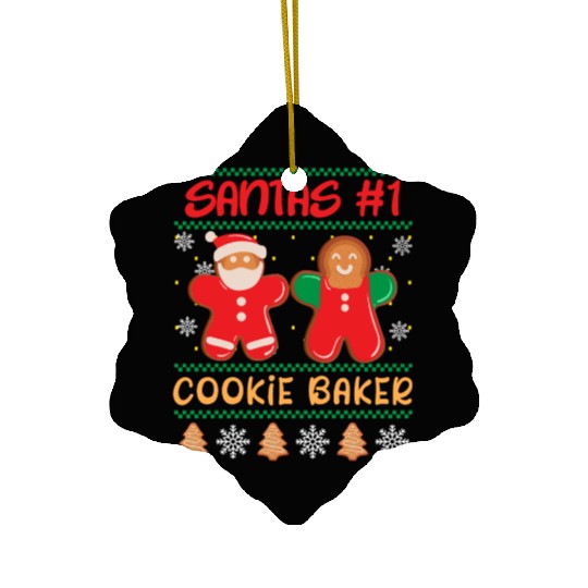Santa's Number 1 Cookie Baker Christmas Baking Ceramic Ornaments
