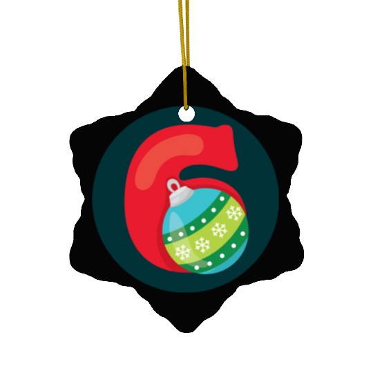Number 6 Christmas Balls Age Six Ceramic Ornaments