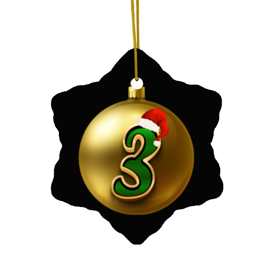 3rd Xmas Party - Age Number Three Years Ceramic Ornaments