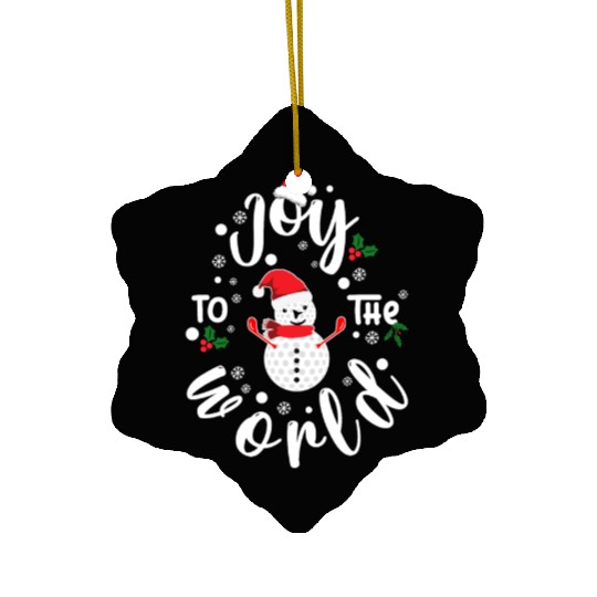 Christmas Golf Snowman Joy To The World Funny Golf Ceramic Ornaments