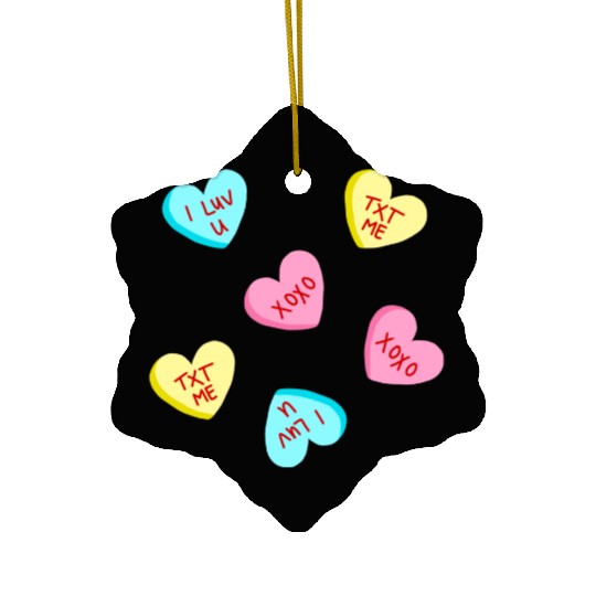 Sweet Candy Hearts Valentines Day Ceramic Ornaments