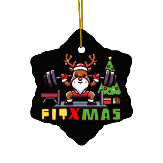 fit xmass, funny christmas reindeer Ceramic Ornaments