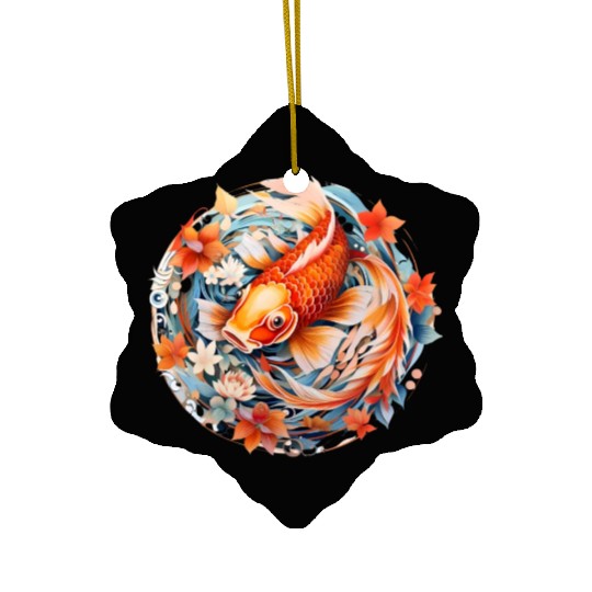 Koi Fish Mandala Art Ceramic Ornaments