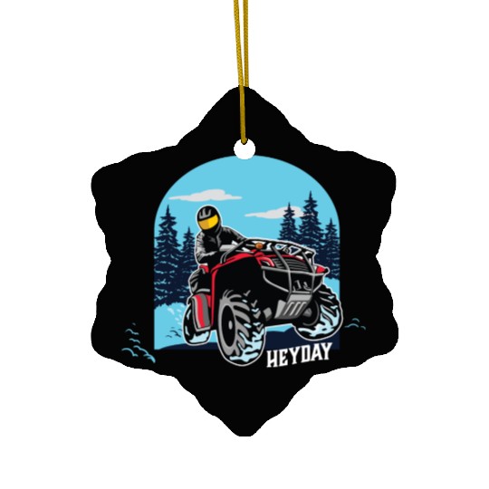 ATV/Quad "Winter Riding" style logo. By "Hey Day" Ceramic Ornaments