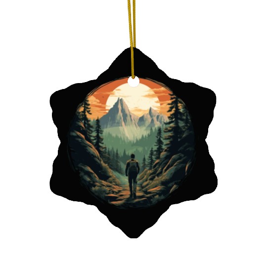Forest nature trekking adventure Ceramic Ornaments