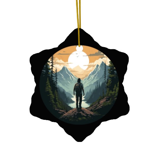 Forest nature trekking adventure Ceramic Ornaments