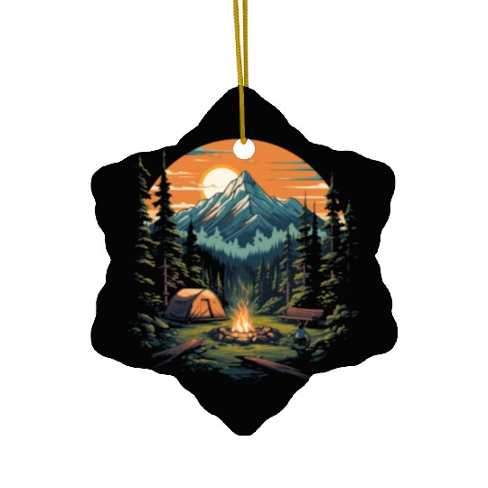 Forest nature trekking adventure Ceramic Ornaments