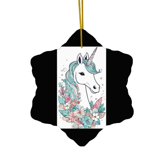 unicorn for girls with flowers christmas gift idea Ceramic Ornaments