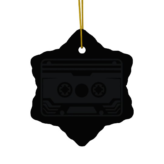 A vintage-inspired illustration of cassette tape Ceramic Ornaments