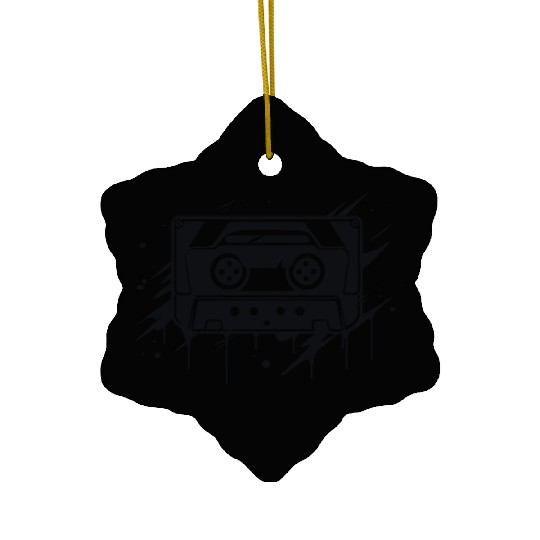 A vintage-inspired illustration of cassette tape Ceramic Ornaments