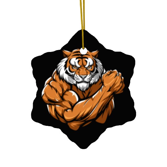 Workout Gym Tiger Ceramic Ornaments