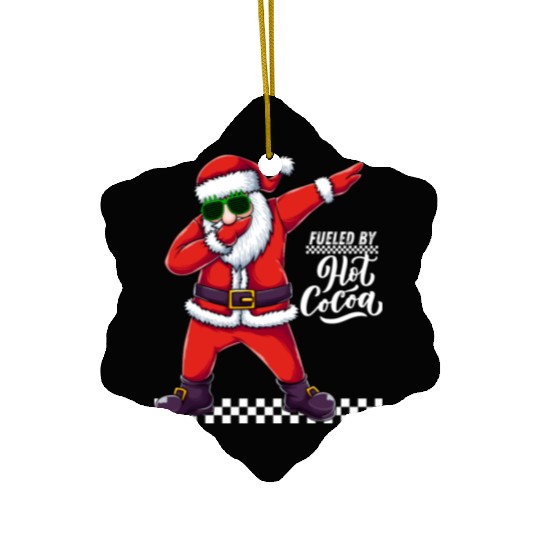 Fueled by Hot Cocoa, dabbing Santa Ceramic Ornaments