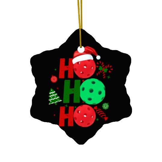 Pickleball Ho Ho Ho Holiday Merry Christmas Ceramic Ornaments