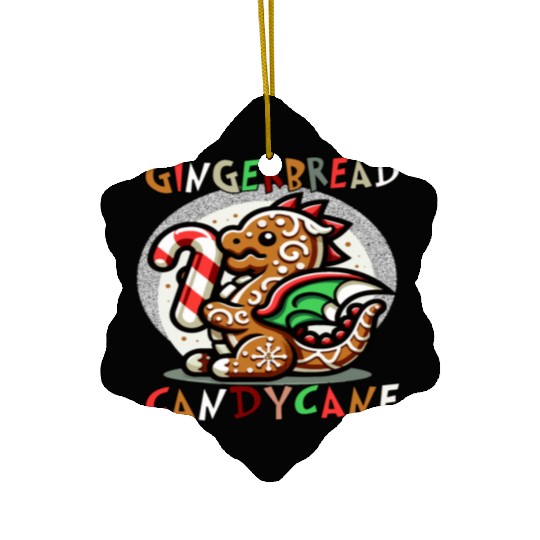 Gingerbread & Candy Cane - A Gingerbread Dragon Ceramic Ornaments