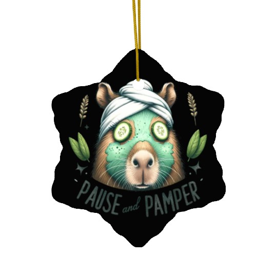 Pause and Pamper Capybara Spa Day Ceramic Ornaments