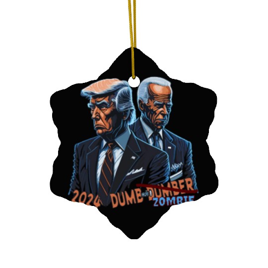 Election 2024: Dumb or Dumber Ed. - Trump vs Biden Ceramic Ornaments