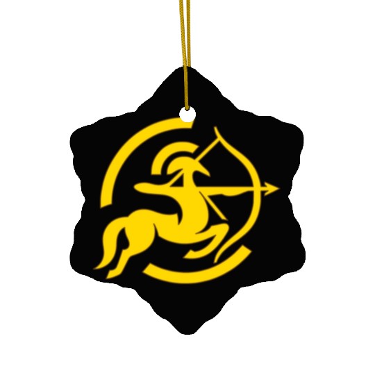 Zodiac Sagittarius Arc Icon Minimalistic Gold Ceramic Ornaments