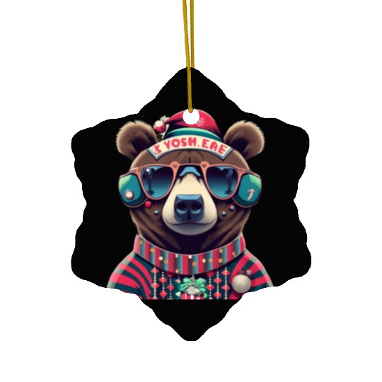 Christmas Bear Ceramic Ornaments
