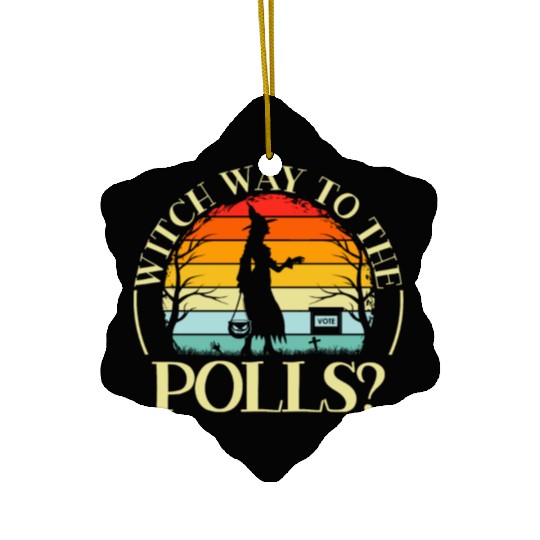 Witch Way To The Polls Spooky Halloween Voting Ceramic Ornaments