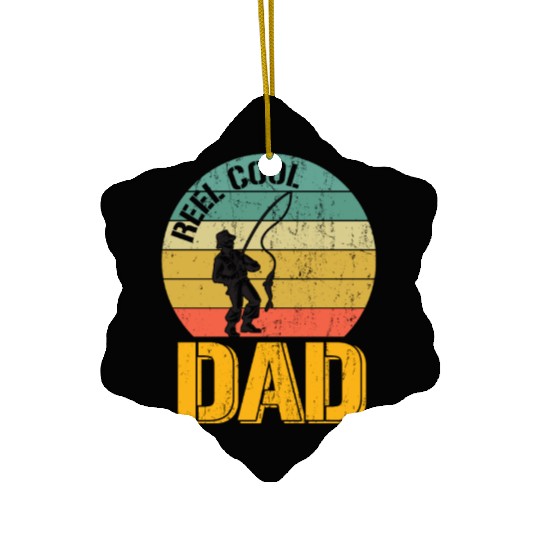 Mens Reel Cool Dad Ceramic Ornaments Funny Fisherman Christmas