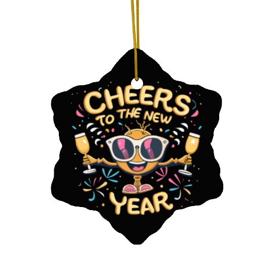 NYE Festive Cheers To The New Year Traditional Ceramic Ornaments