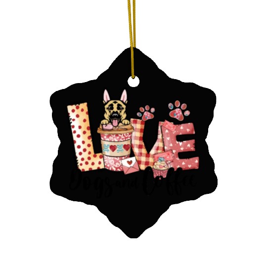 Belgian Malinois Dog Coffee Lover Dog Mom Valentin Ceramic Ornaments