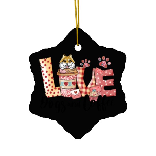 Pomeranian Dog Coffee Lover Dog Mom Valentines Da Ceramic Ornaments