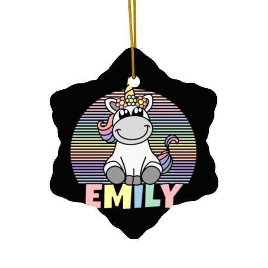 Emily Name Unicorn Ceramic Ornaments