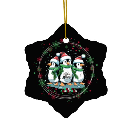 Christmas penguins Ceramic Ornaments