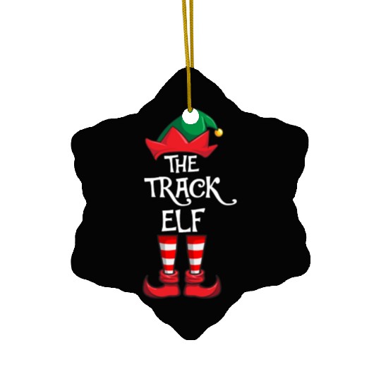 Track Elf Matching Family Christmas Running Ceramic Ornaments