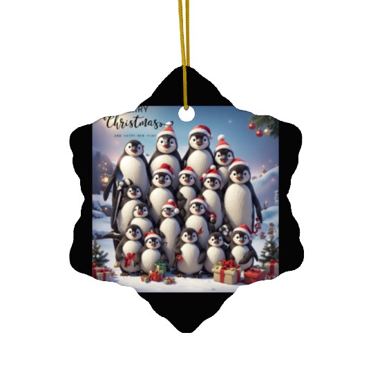 Christmas penguins Ceramic Ornaments
