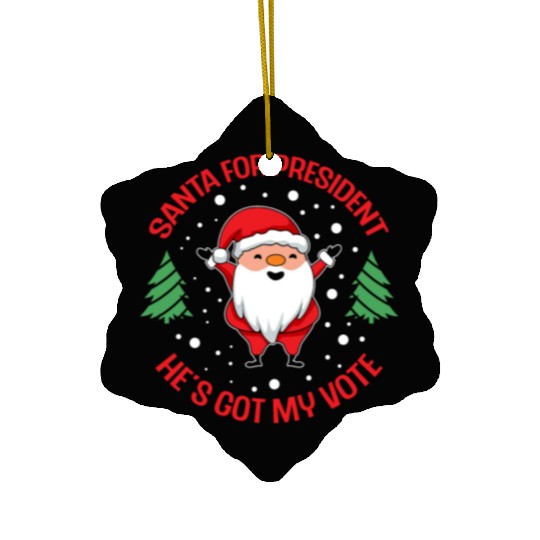 Santa For President Christmas Tree Voting Voter Ceramic Ornaments