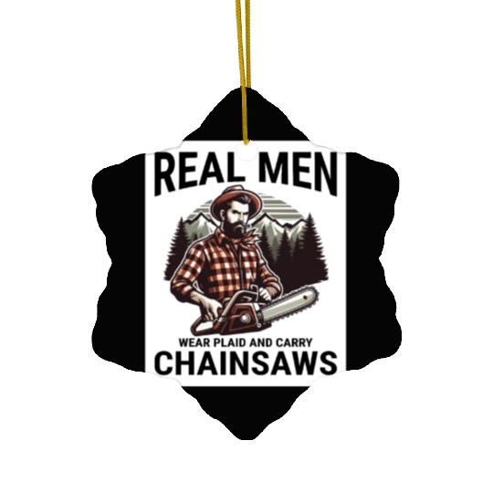 Lumberjack Woodworker Woodcutter Chainsaw Arborist Ceramic Ornaments