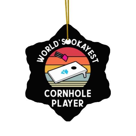 Okayest Cornhole Player Men Women Ceramic Ornaments