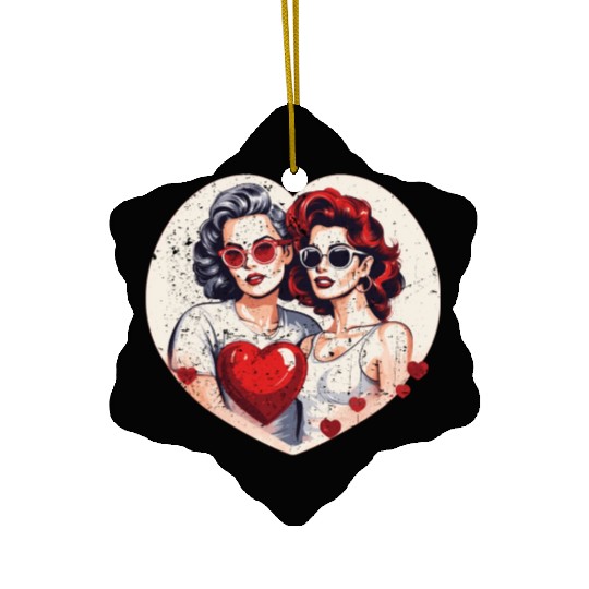 Valentines Day Outfit For Her And Her in love Ceramic Ornaments