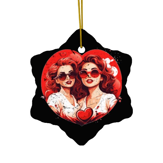 Valentines Day Outfit For Her And Her in love Ceramic Ornaments