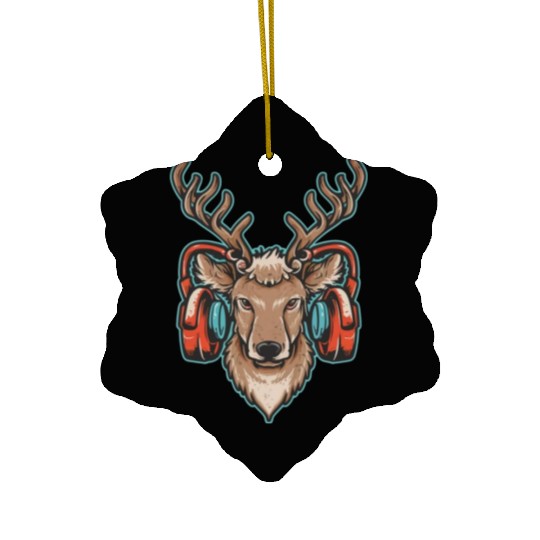 Gamer Reindeer Ceramic Ornaments