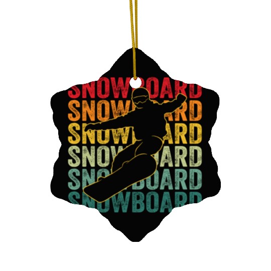 Retro Vintage Snowboarding Gift For Snowboarders Ceramic Ornaments