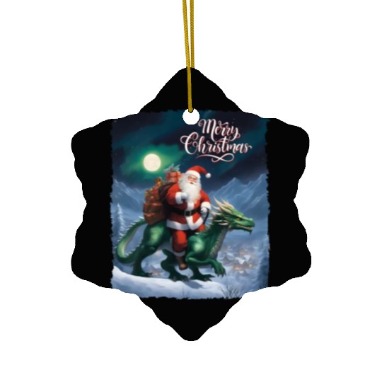 GREEN DRAGON CHRISTMAS Ceramic Ornaments