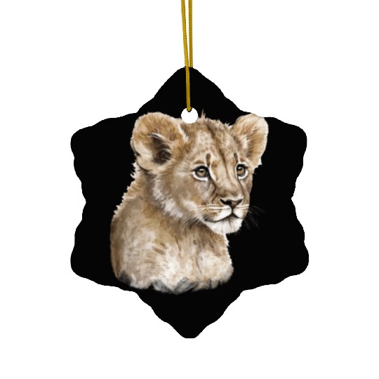 Baby Lion Watercolor Painting portrait Ceramic Ornaments