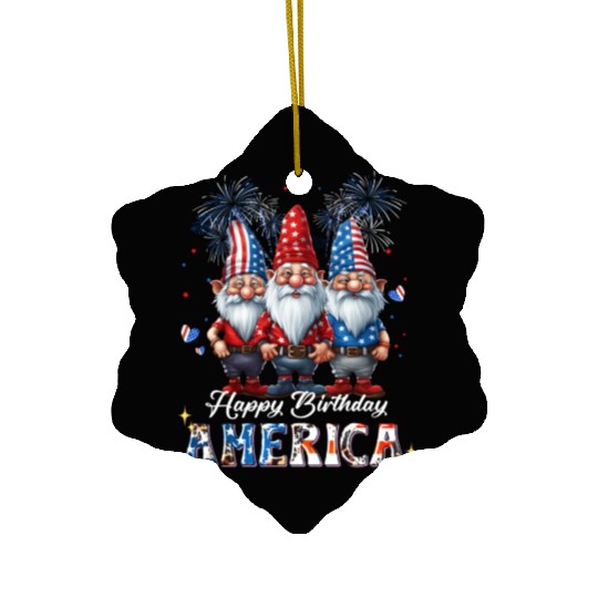 4Th Of July 2023 Usa Patriotic Gnomes Happy Americ Ceramic Ornaments