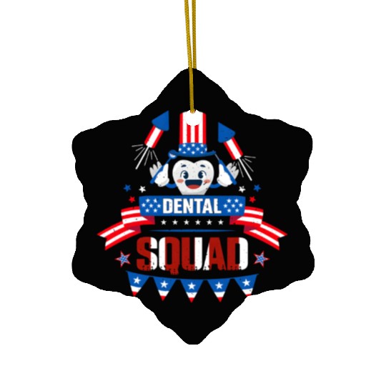 005409 4Th Of July Dentist American Patriotic Dent Ceramic Ornaments