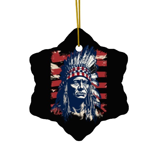 Indian Native American Chief Feather Headdress Ceramic Ornaments