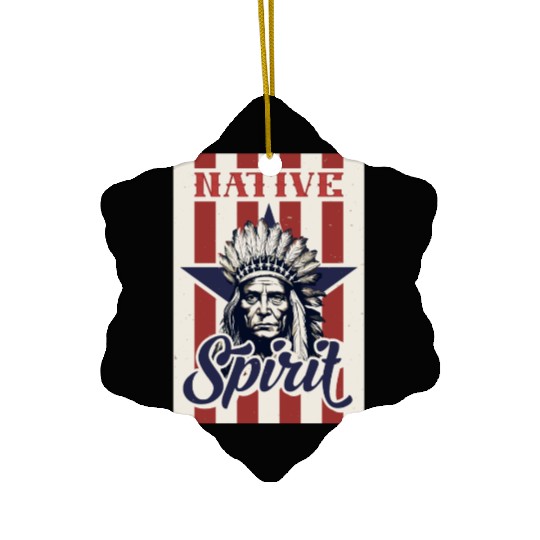 Indian Native American Chief Feather Headdress Ceramic Ornaments