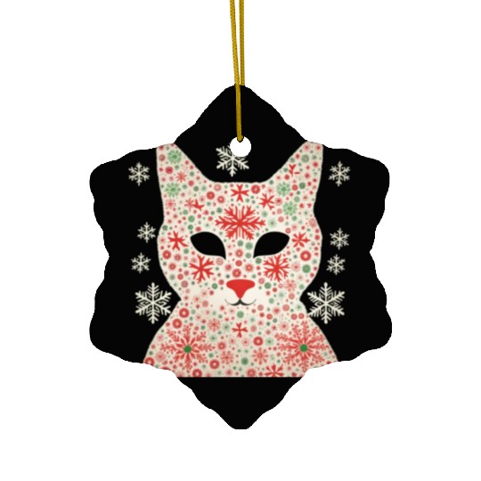Christmas snowflake cat v3 Ceramic Ornaments