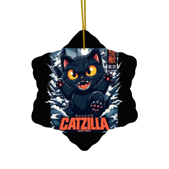Kaiju Catzilla in Japan Tokyo Ceramic Ornaments