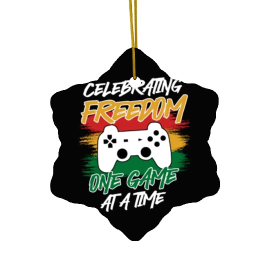 Controller Celebrating Freedom One Game at a Time Ceramic Ornaments